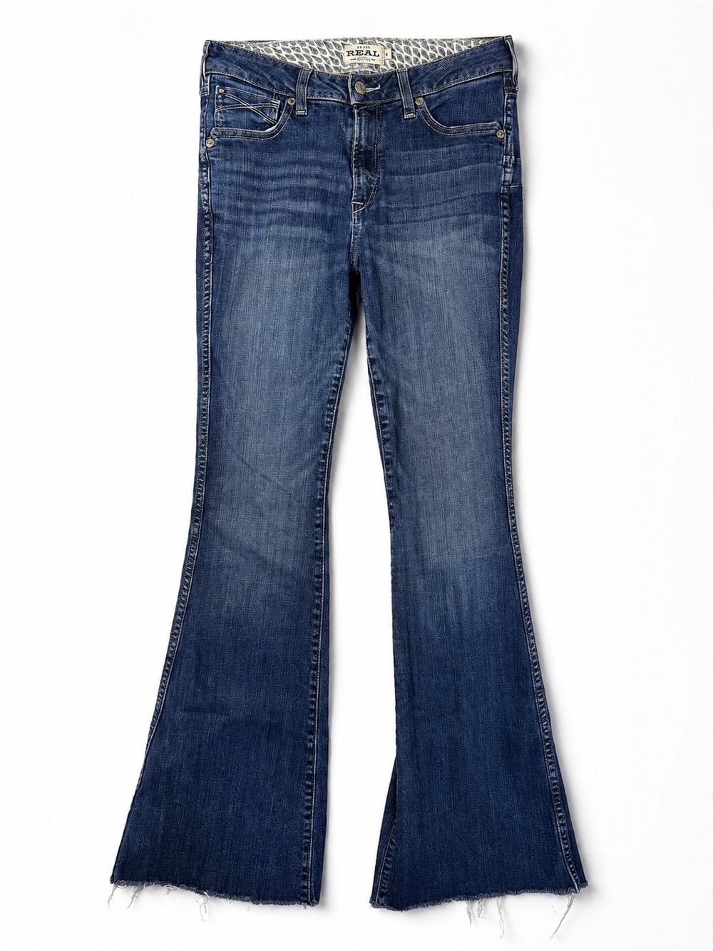 Ariat REAL Denim Raw Hem Flare Jeans 30L Medium Wash 30